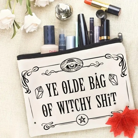 🔥Ye Olde Bag of Witchy Sh*t Canvas Cosmetic Bag - Picture 1 of 3